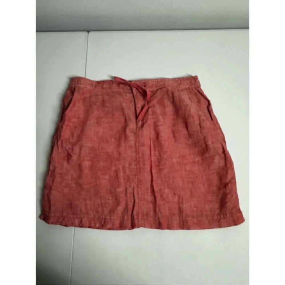 Max Studio Skirt Light Red/Pink 100% Linen Woman's Size Small S